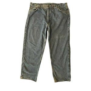 Carhartt Mens Blue Cotton Flannel Lined Denim Casual Straight Jeans Size 44X30